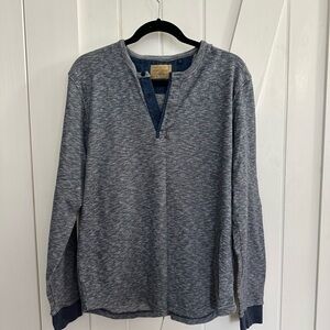 Lucky Brand Men's V-Neck Henley Sweater in Heather Gray - Large